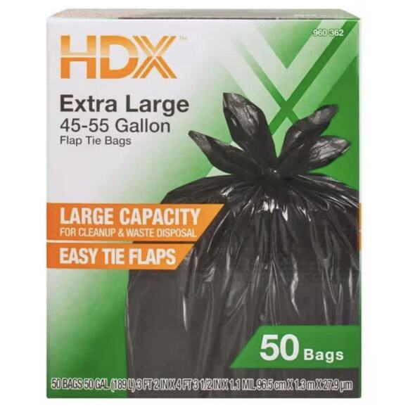 50 Gal. Black Extra Large Trash Bags (50-Count) - Picture 1 of 5